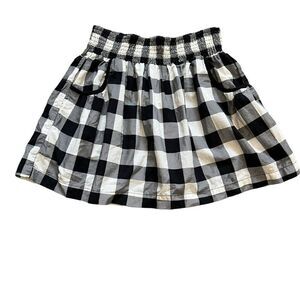 FOREVER 21 Cotton Black & White Plaid Elastic Waist Mini Skirt With Pockets M